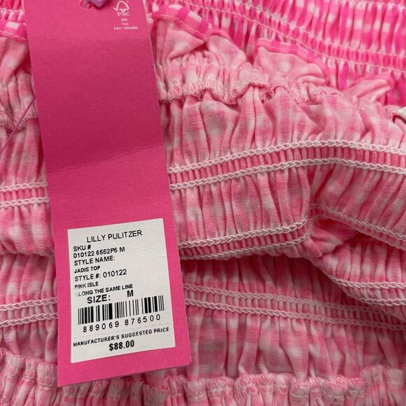 NWT Lilly Pulitzer Size M Jadis Strapless Gingham Top - Pink Isle 010122 Barbie - Picture 4 of 5